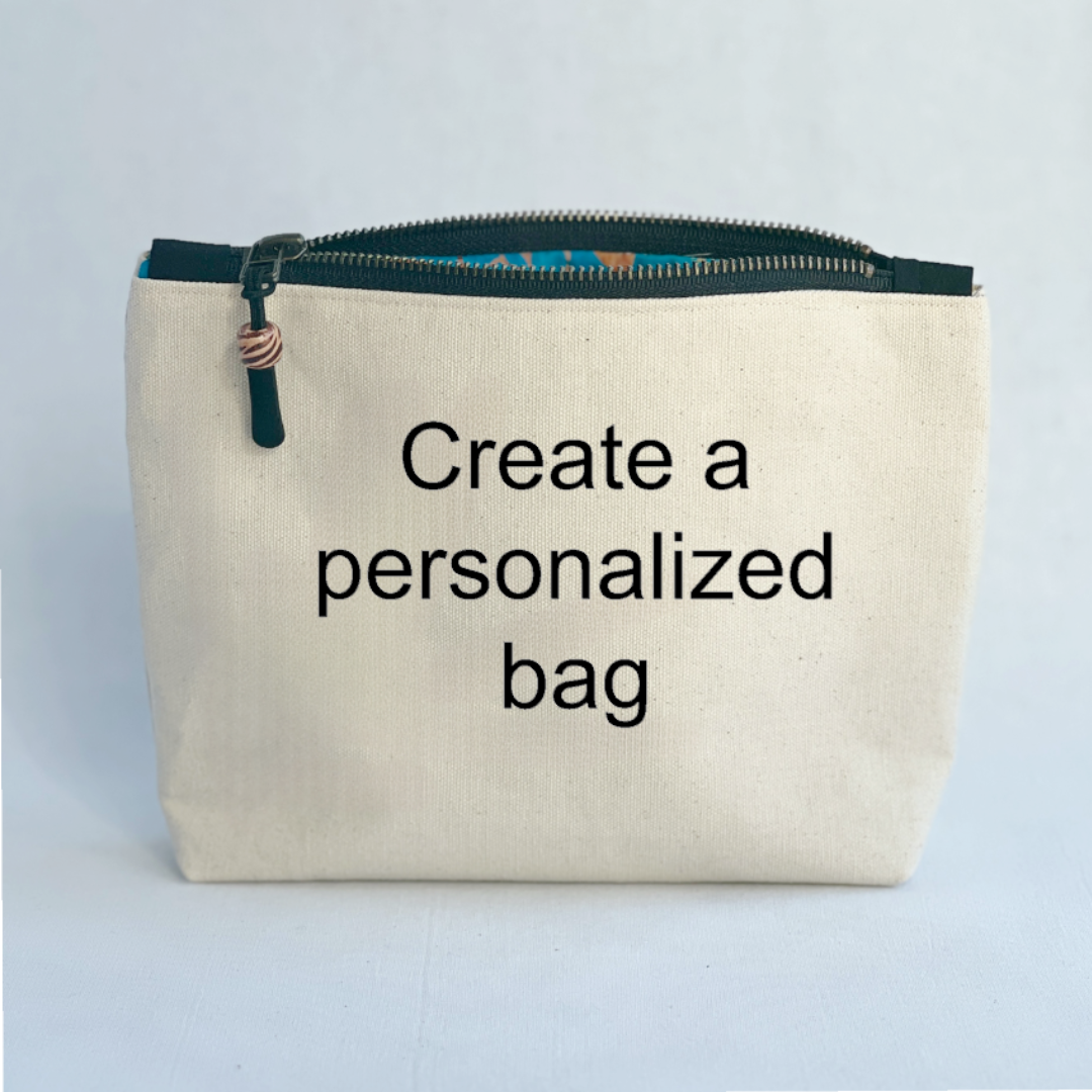 Personalized canvas zip bags create your own zipper pouch Pretty Clever Words