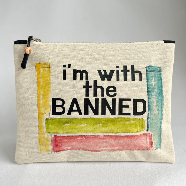 Canvas zip bag painted LARGE - I'm with the Banned