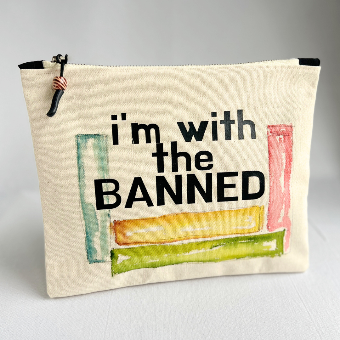 Canvas zip bag painted LARGE - I'm with the Banned