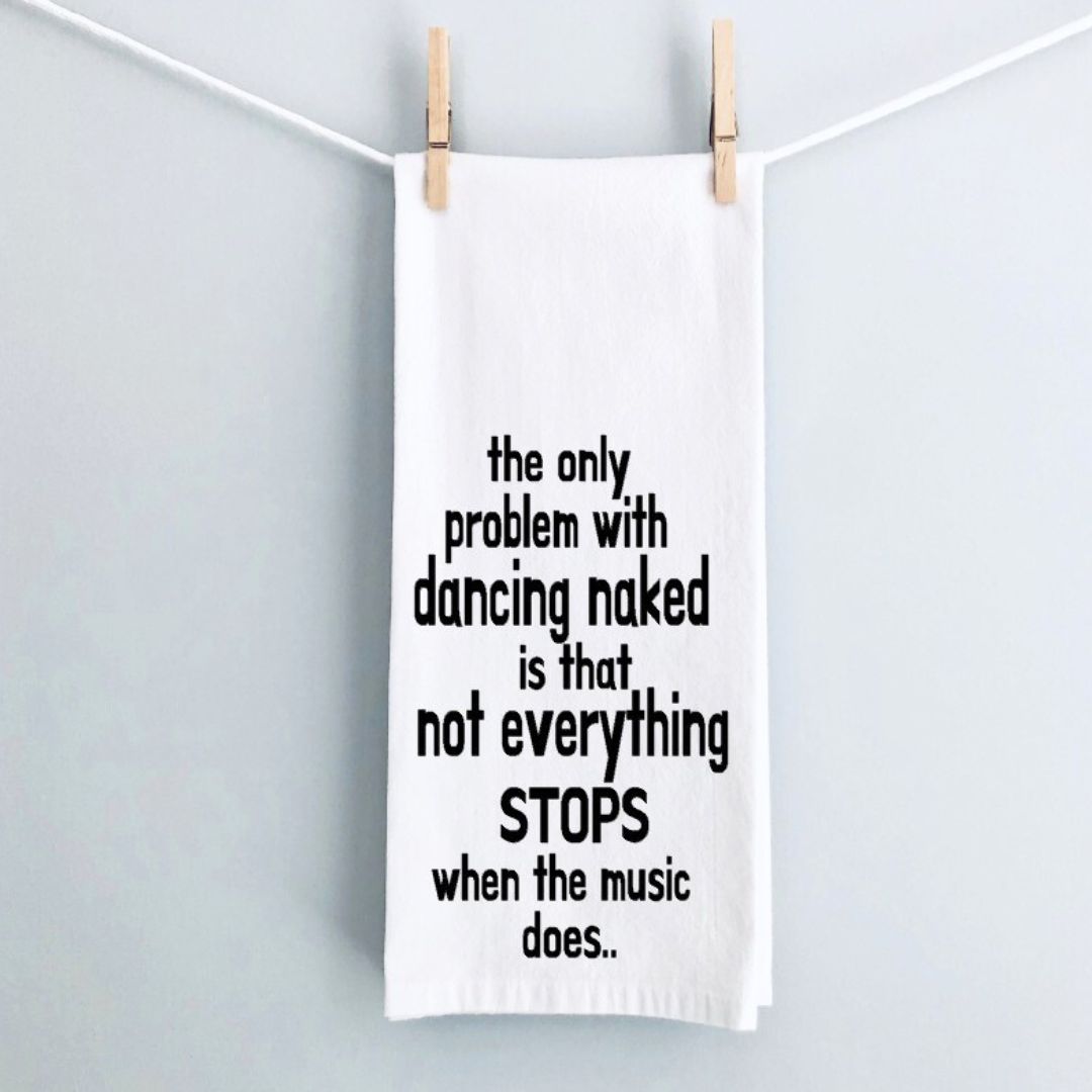 when the music stops - humorous tea, bar and kitchen towel LG