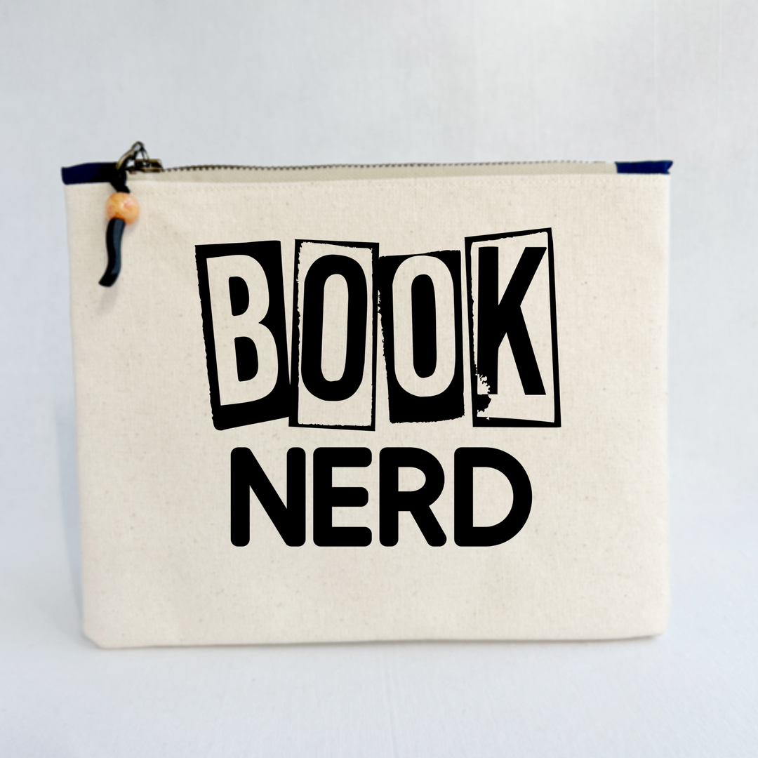 Canvas Zip Bag Lined - Book Nerd