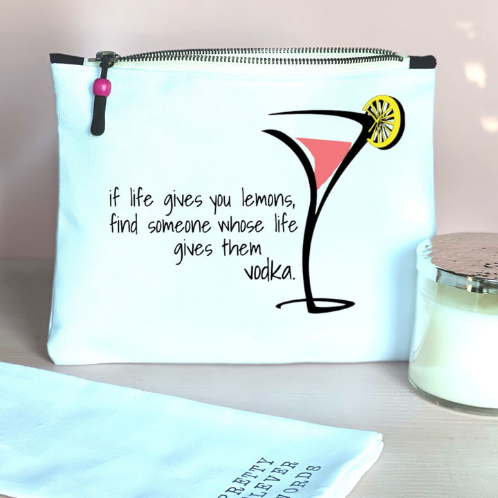 when life gives you lemons - quotes and cocktails canvas zip bag