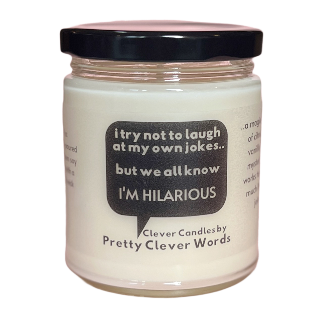 we all know I'm hilarious word bubble - vanilla lime candle