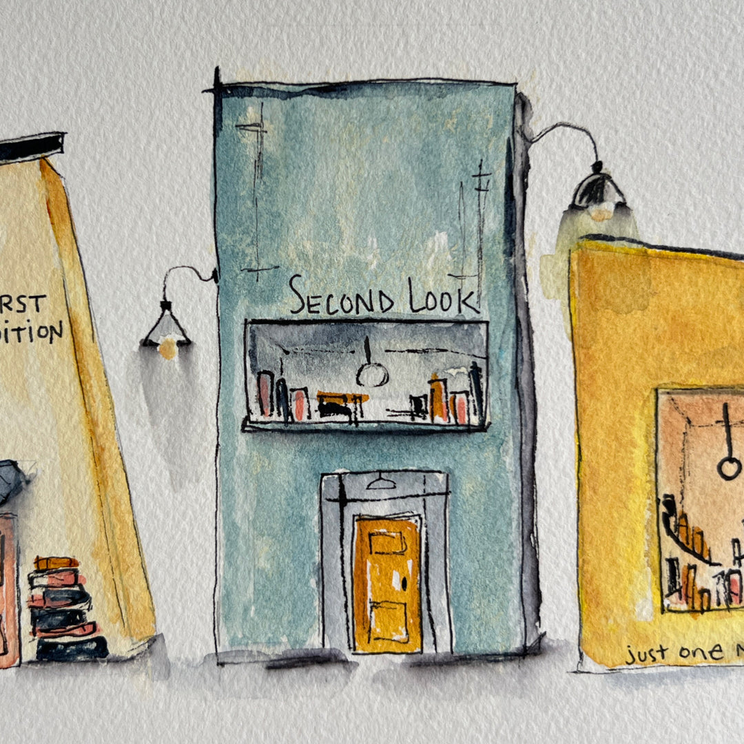 Book Alley - a Good Places Bookstore Village Watercolor