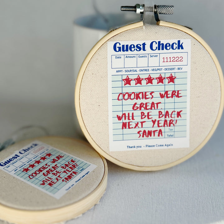 Santa' Cookie Review - guest check ornament hoop art