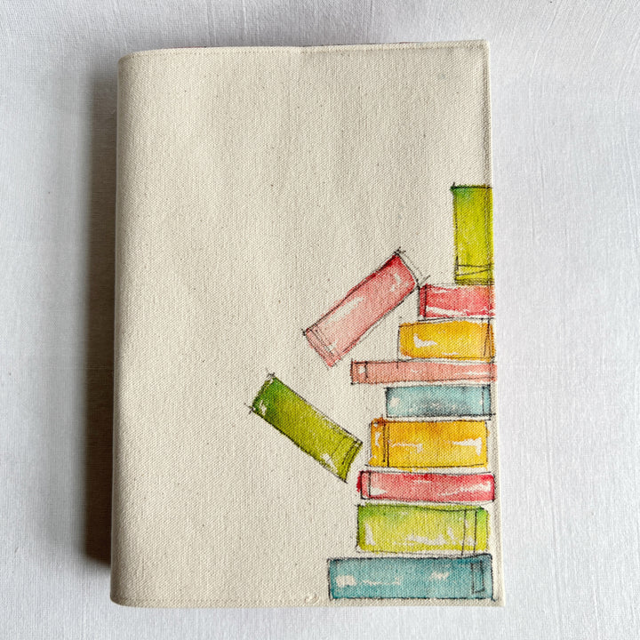 Little Stack Number 6 - Handpainted Canvas Book Cover