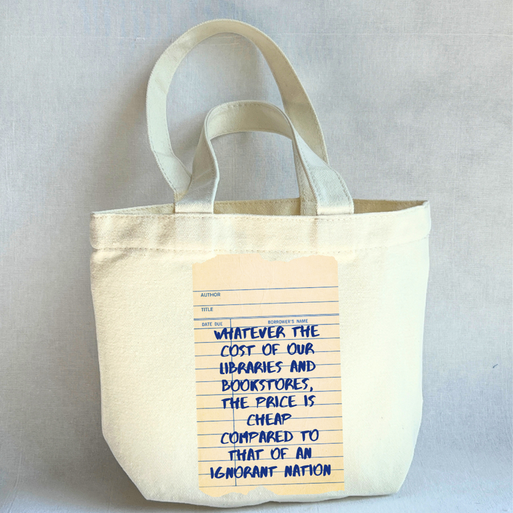 Canvas Mini Tote Bag -  Libraries and Bookstores Library Card