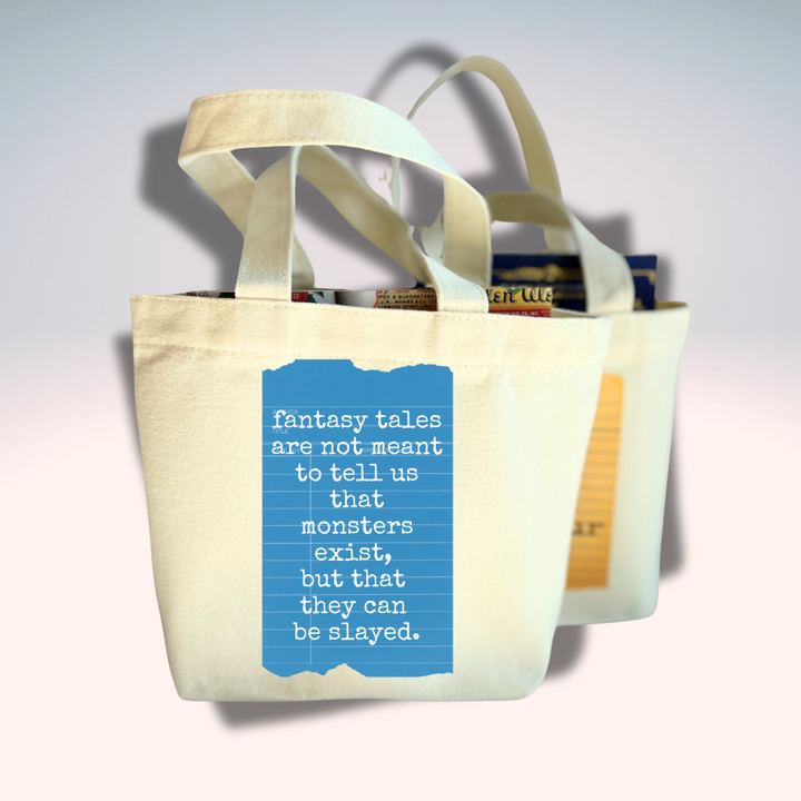Canvas Mini Tote Bag - Fantasy Tales Teach us to Slay Library Card