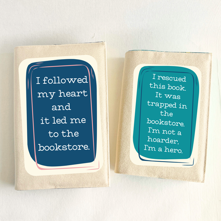 Reusable Adjustable Fabric Book Cover -Rescuing books trapped in the bookstore