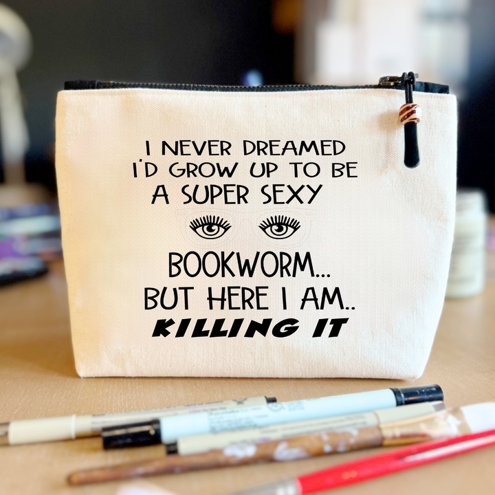 Canvas zip bag lined - super sexy bookworm