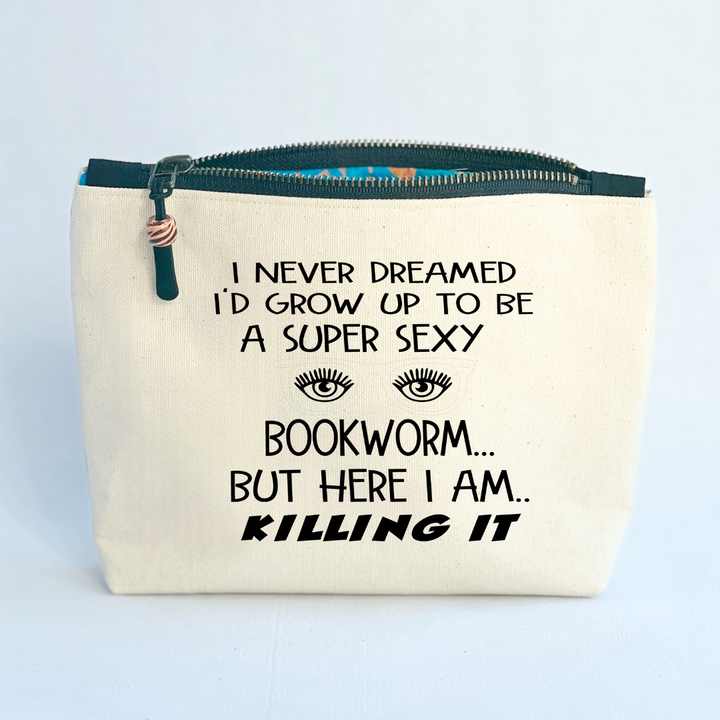 Canvas zip bag lined - super sexy bookworm