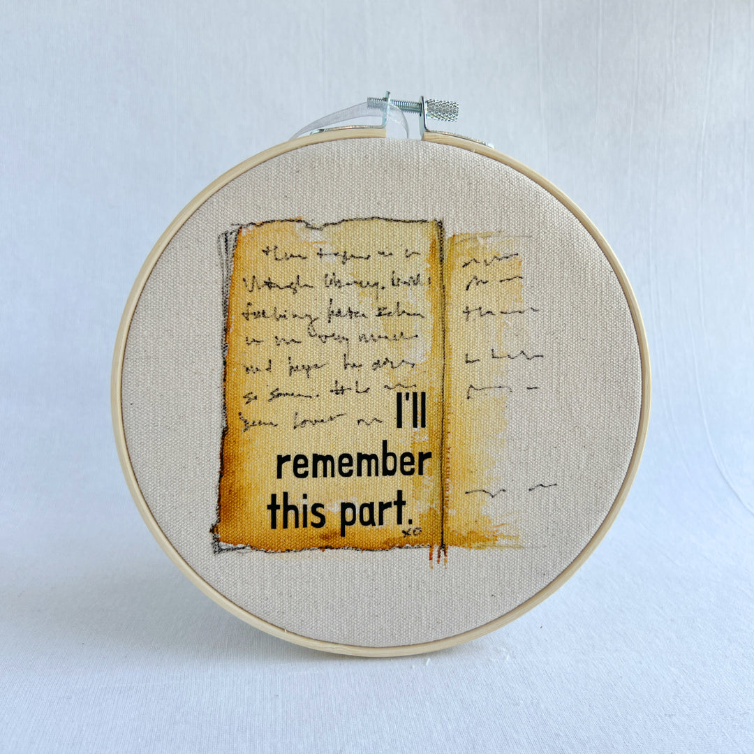 I'll remember this part - library card original hoop art