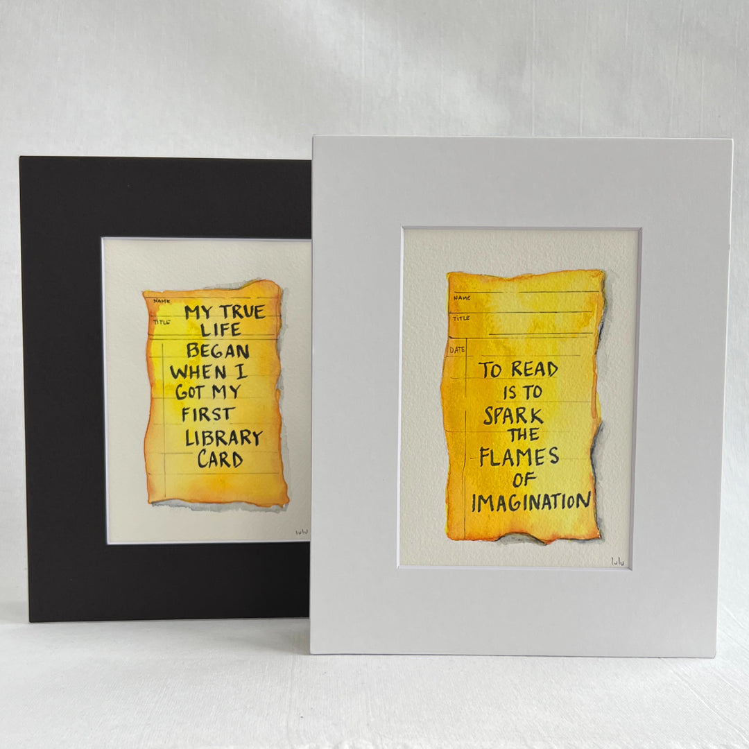 Library Card Watercolor Original Art - My true life began when I got a library card