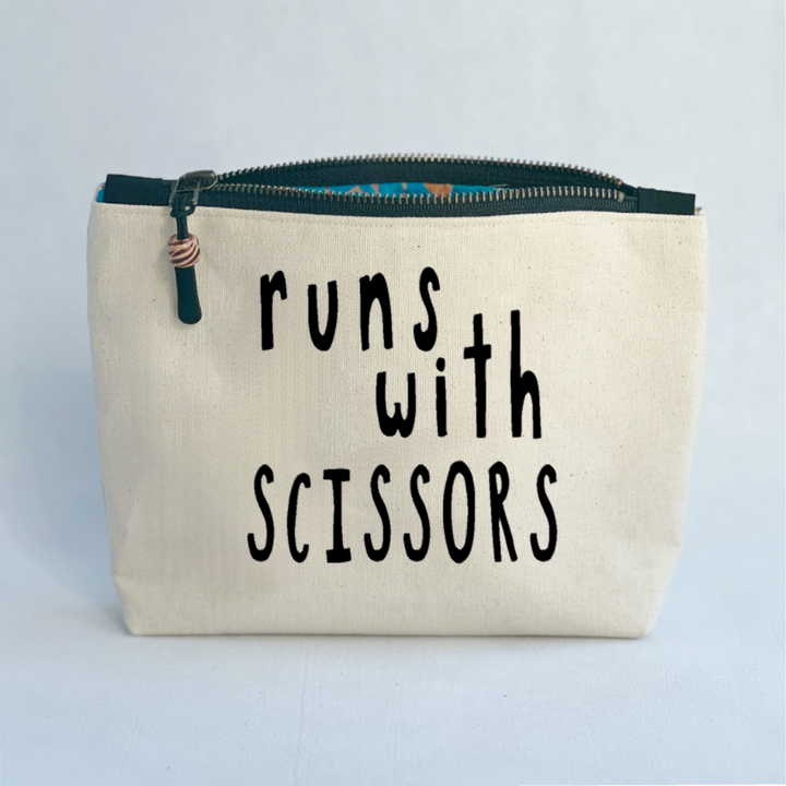 Canvas Zip Bag Lined - Runs with Scissors