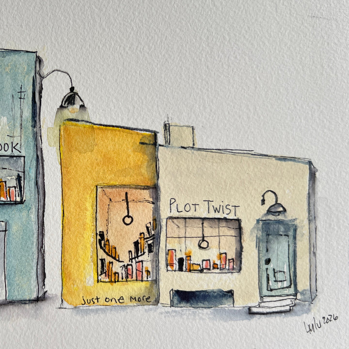 Book Alley - a Good Places Bookstore Village Watercolor
