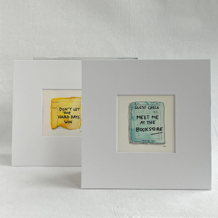 Guest Check Watercolor Original Art - Meet me at the Bookstore