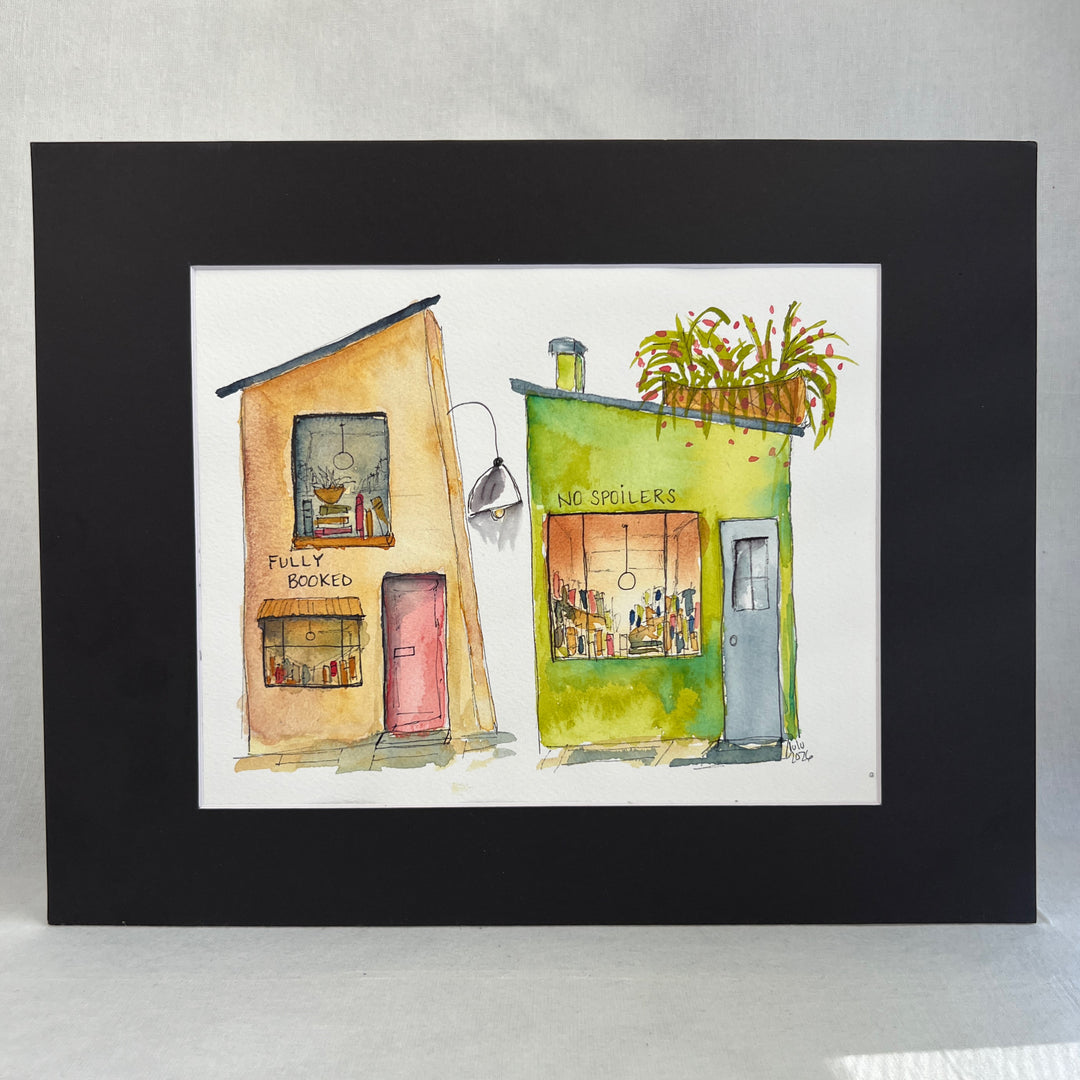 Fully Booked but No Spoilers - a Good Places Mystery Bookstore  Watercolor