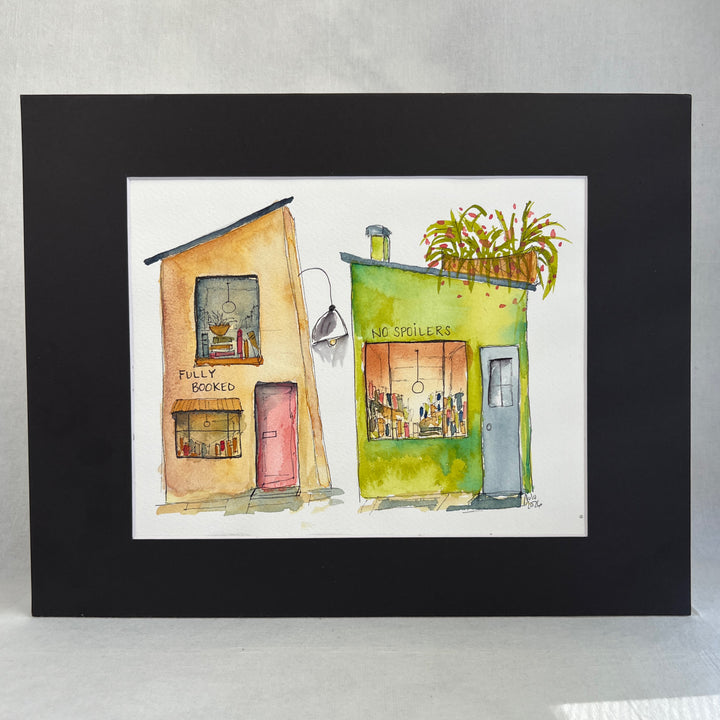 Fully Booked but No Spoilers - a Good Places Mystery Bookstore  Watercolor