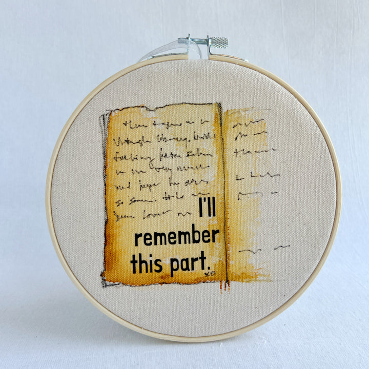 I'll remember this part - library card original hoop art
