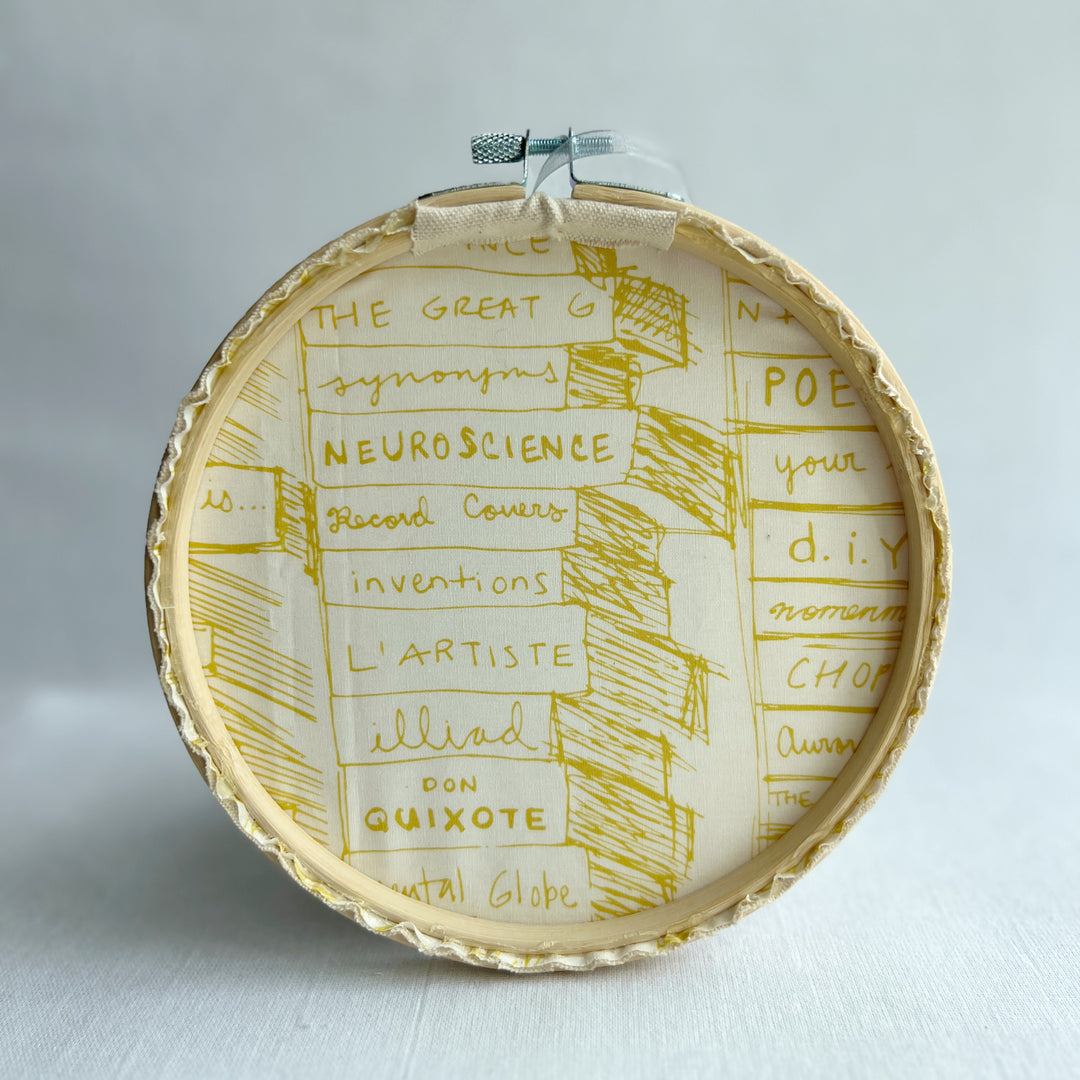 True life began when I got my library card - library card original vinyl hoop art