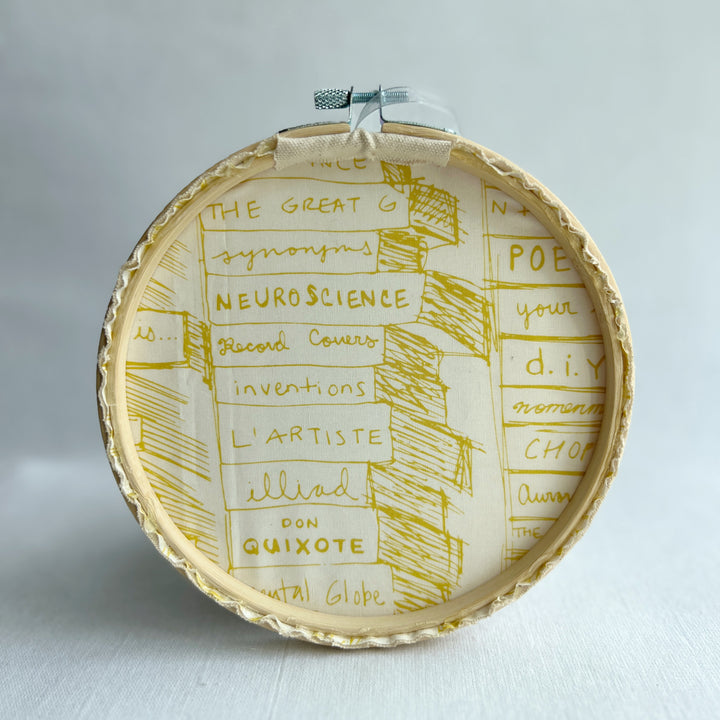 True life began when I got my library card - library card original vinyl hoop art