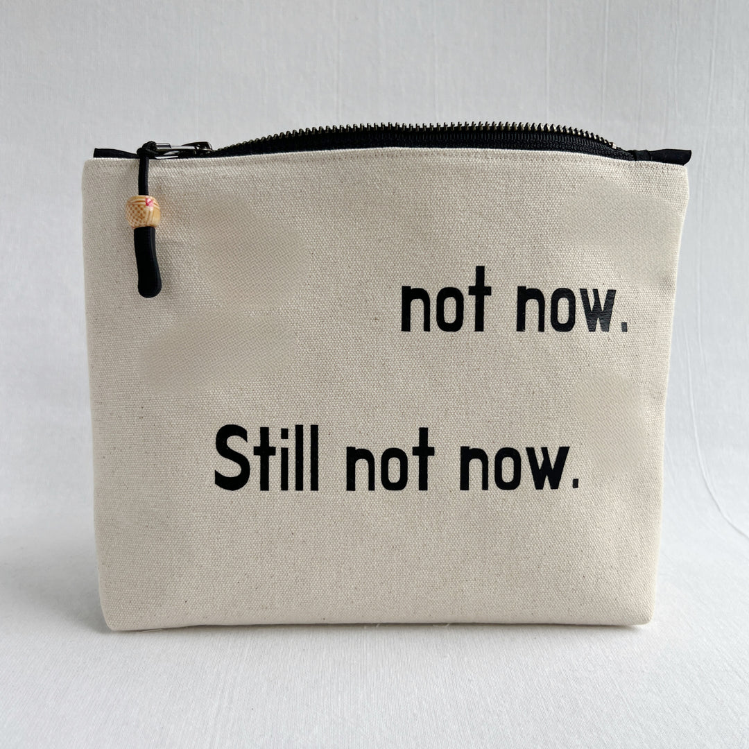 Lined statement zip pouch - Not now. STILL not now.