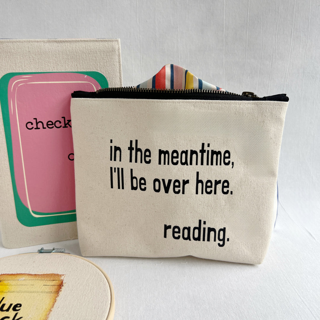 Lined statement zip pouch - I'll be over here reading