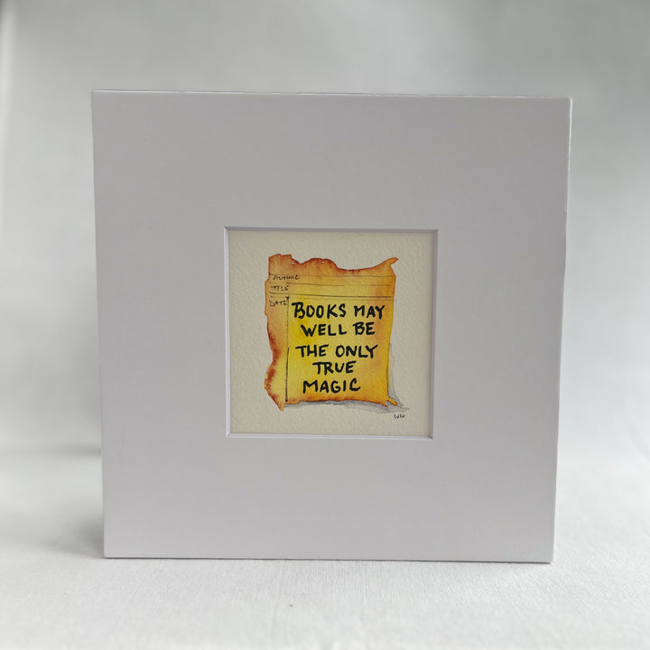 Library Card Watercolor Original Art - Books may well be the only True Magic