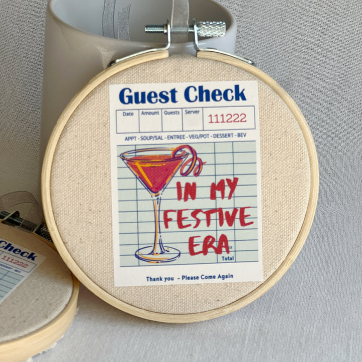 In my Festive Era - Guest Check Hoop Art Ornament