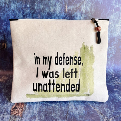 mini canvas zip bag - in my defense, I was left unattended