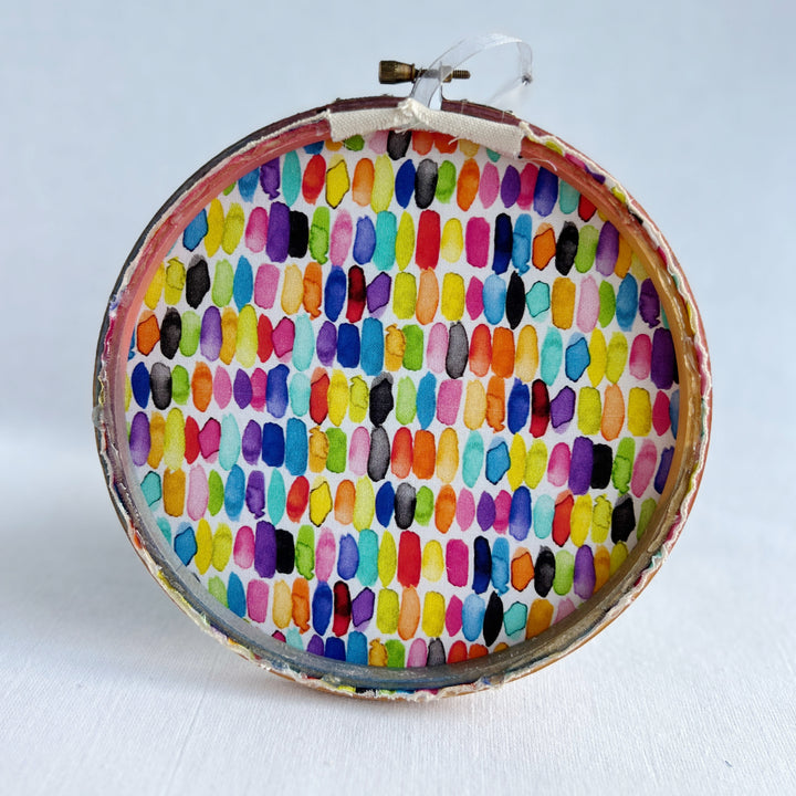 Decisions are made by those who show up - painted mixed media hoop art
