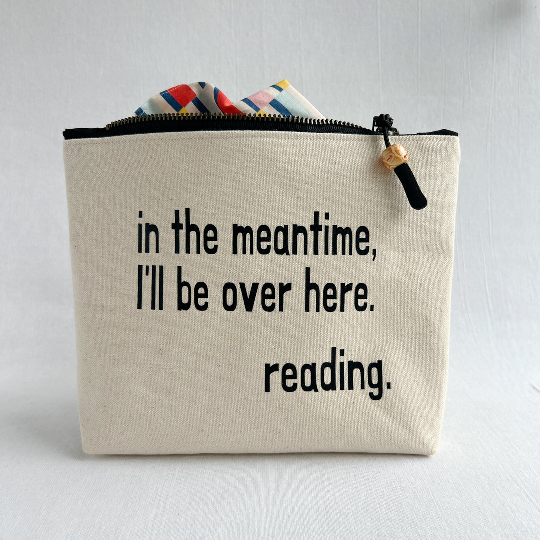 Lined statement zip pouch - I'll be over here reading