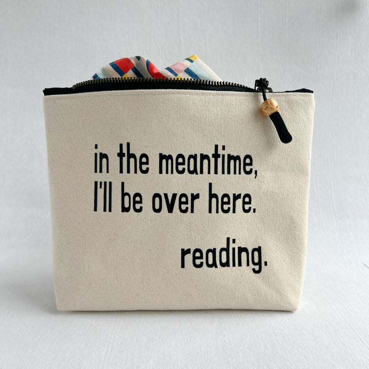 Lined statement zip pouch - I'll be over here reading