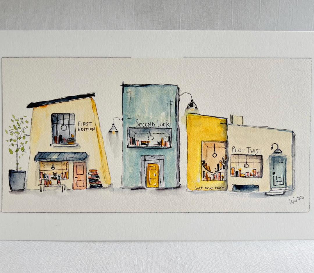 Book Alley - a Good Places Bookstore Village Watercolor