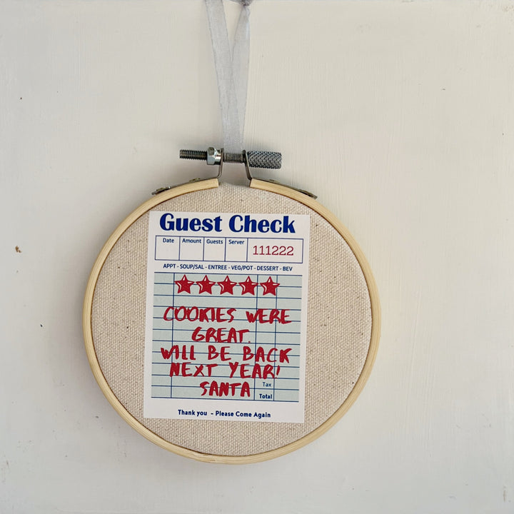 Santa' Cookie Review - guest check ornament hoop art