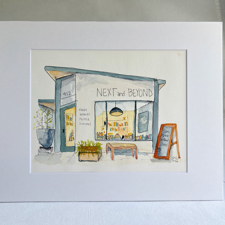 Next and Beyond - a Good Places Sci-Fi Bookstore  Watercolor