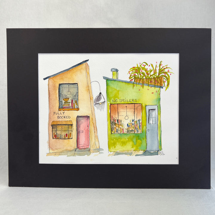 Fully Booked but No Spoilers - a Good Places Mystery Bookstore  Watercolor