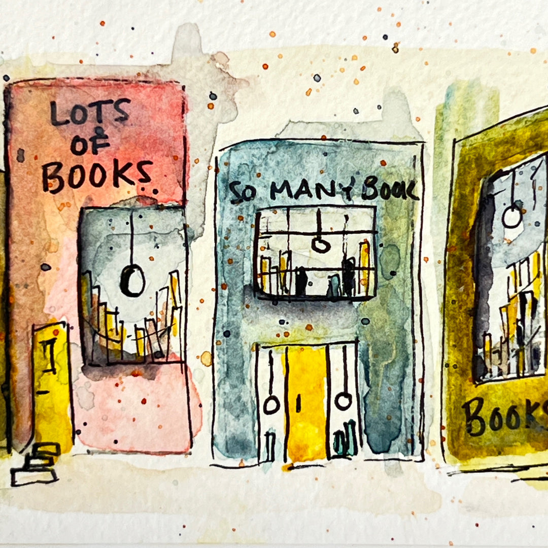 Mostly Books Village - a Good Places Bookstore Village Watercolor