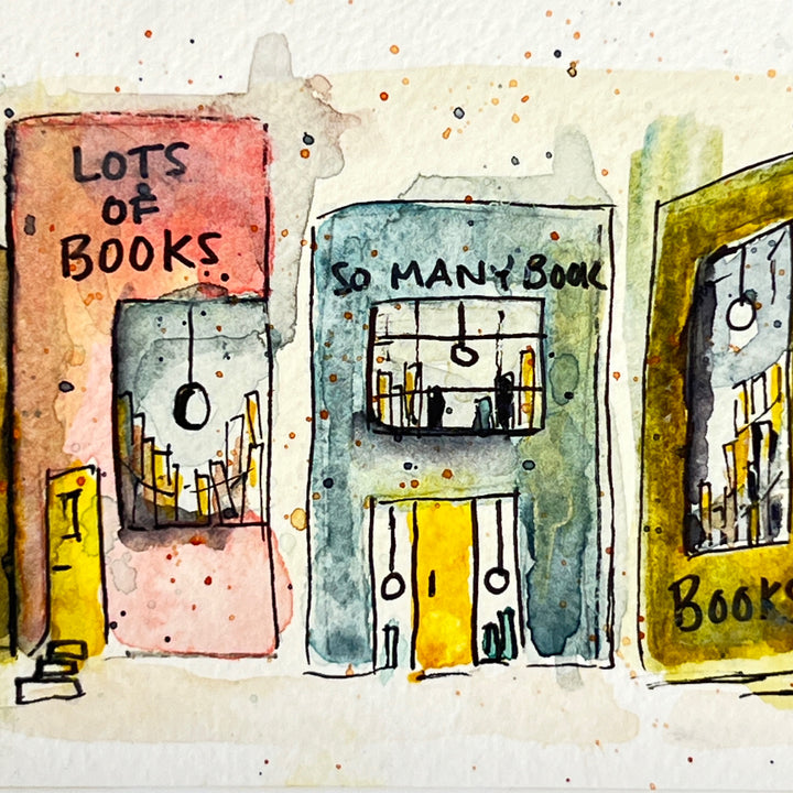 Mostly Books Village - a Good Places Bookstore Village Watercolor