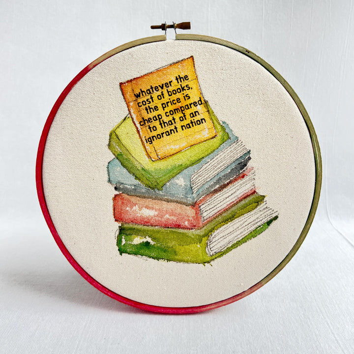 books are necessary - original library hoop art