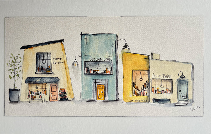 Book Alley - a Good Places Bookstore Village Watercolor