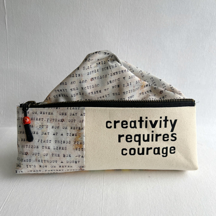 Zip Bag Pouch - Art Tool Bag Creativity Requires Courage
