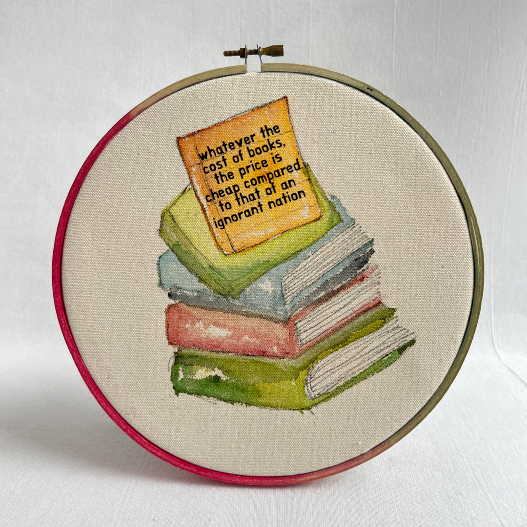 books are necessary - original library hoop art