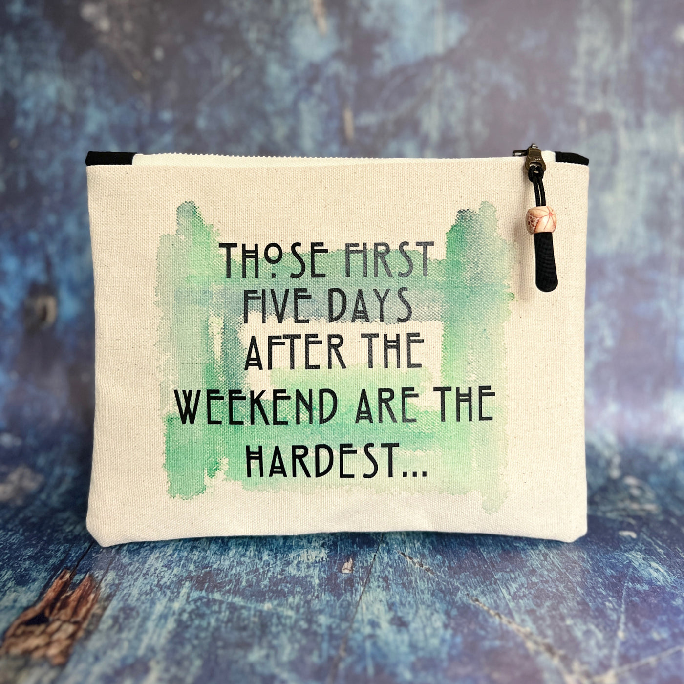 mini canvas zip bag -those first five days