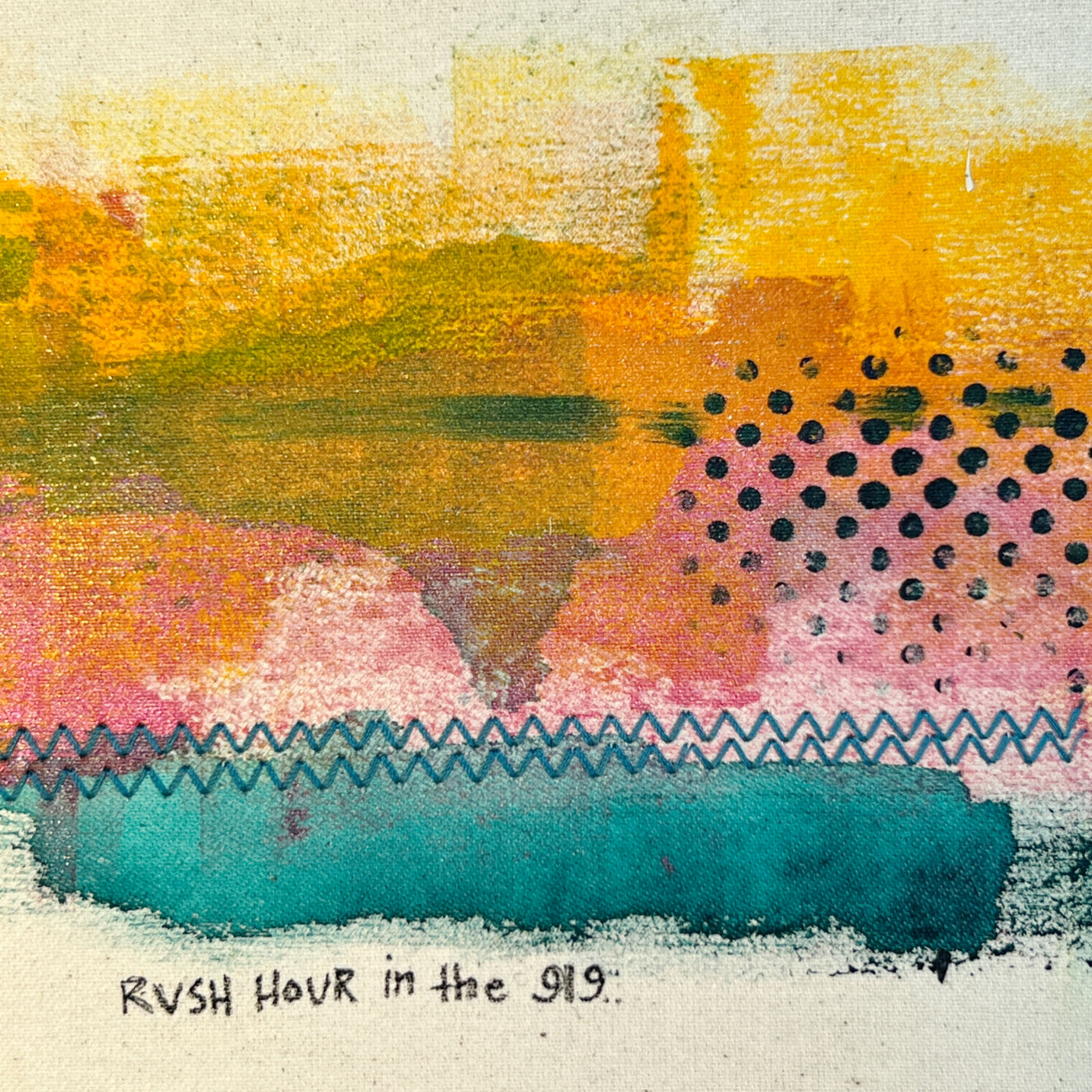 rush hour in the 919 - painted mixed media art print