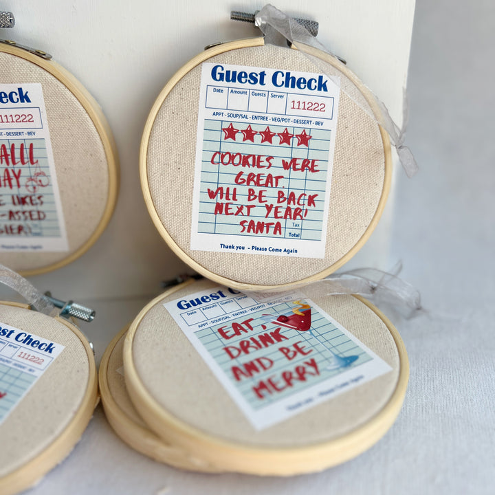Santa' Cookie Review - guest check ornament hoop art