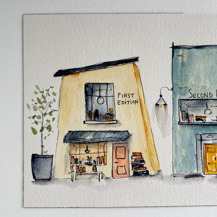 Book Alley - a Good Places Bookstore Village Watercolor