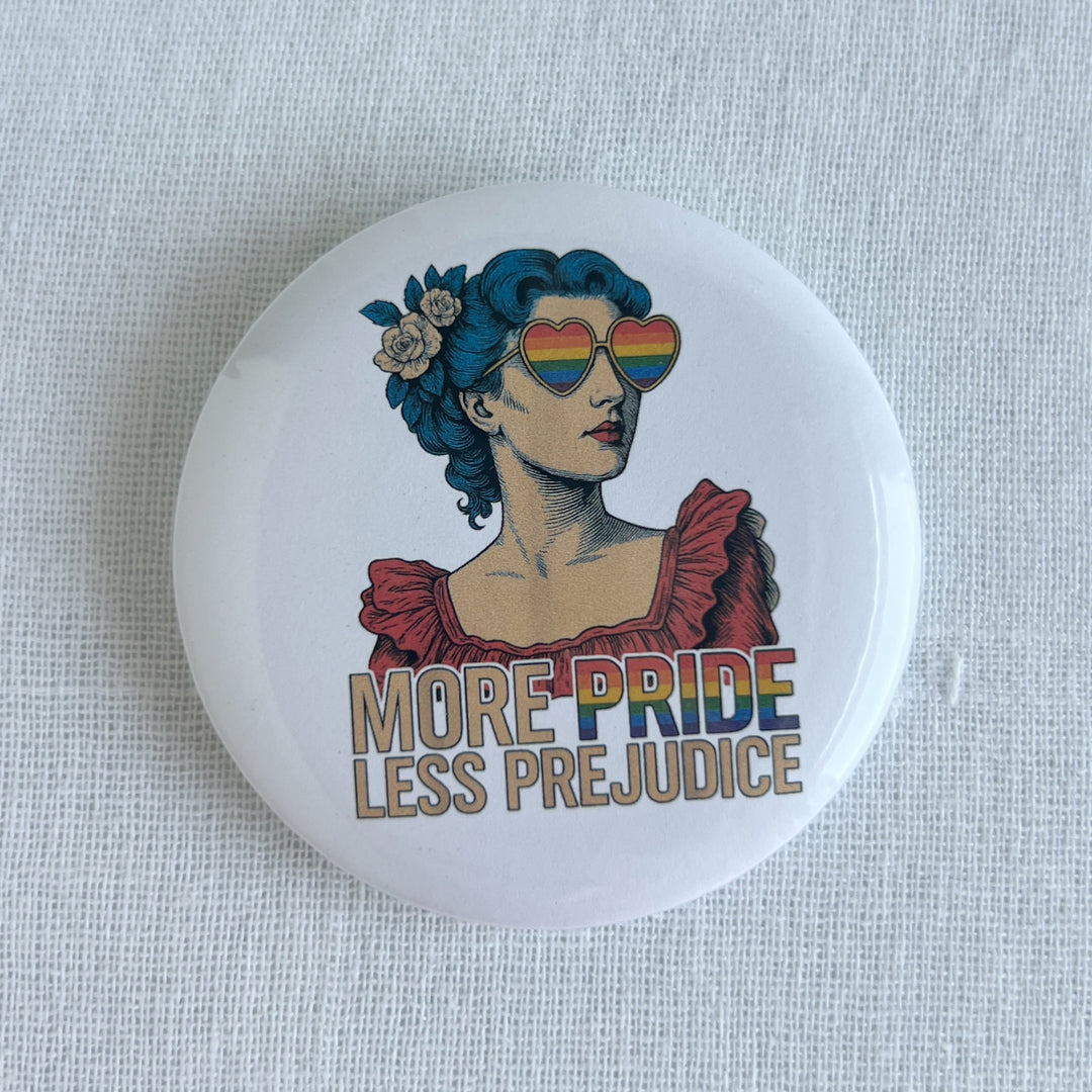 Pro-Democracy Pinback Buttons - More Pride, Less Prejudice