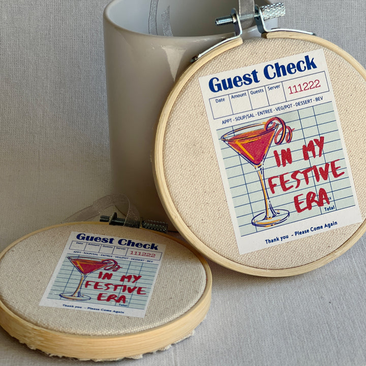 In my Festive Era - Guest Check Hoop Art Ornament