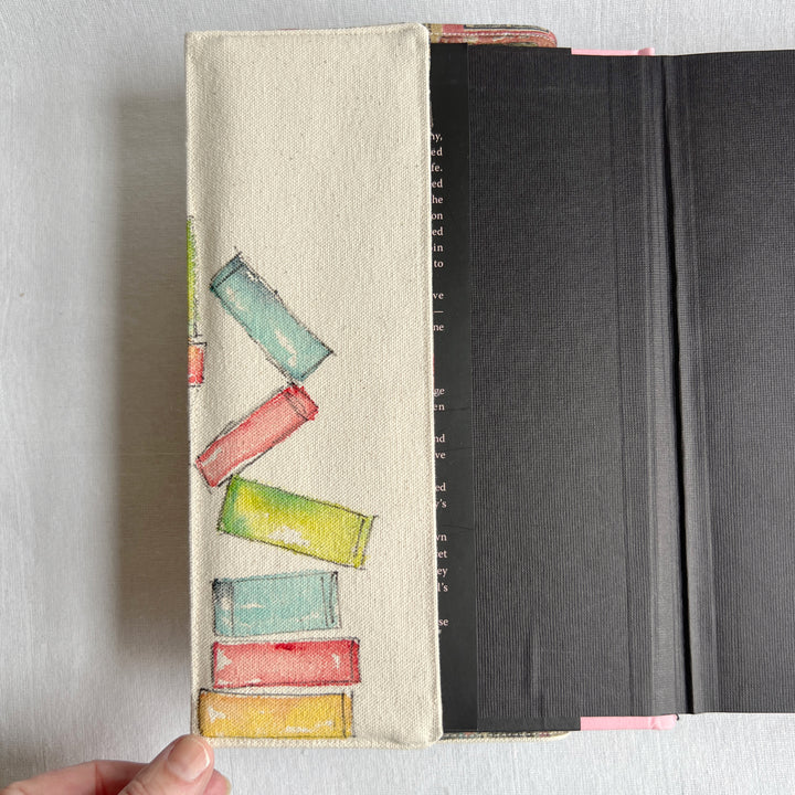 Little Stack Number 6 - Handpainted Canvas Book Cover